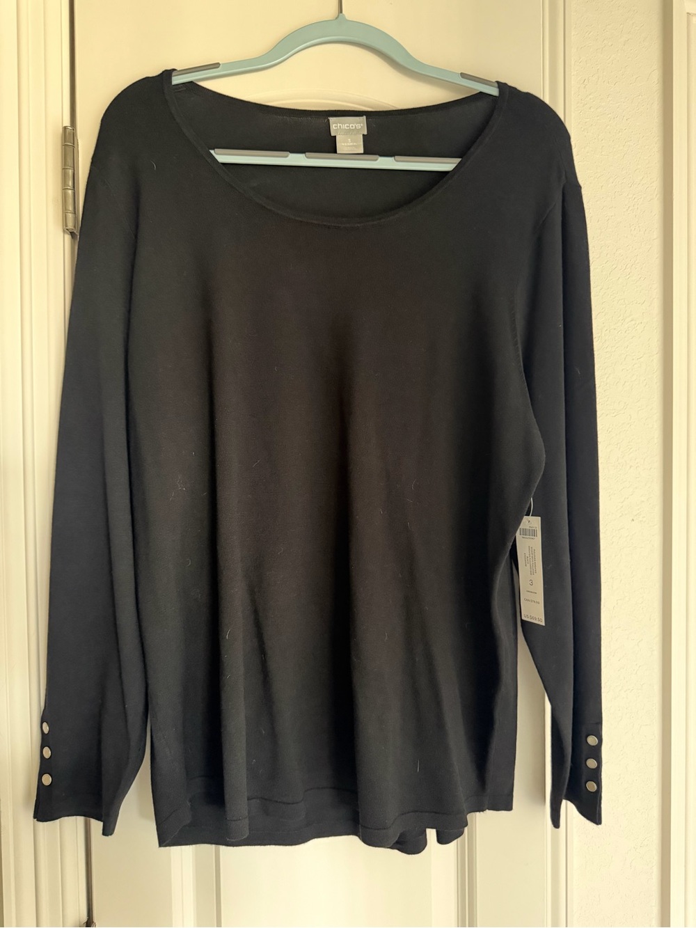 Chico's Black Long-Sleeve Scoop Neck Sweater Size 3 (XL)